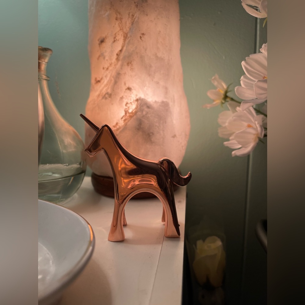 Unicorn Rose gold desk decor from Justice